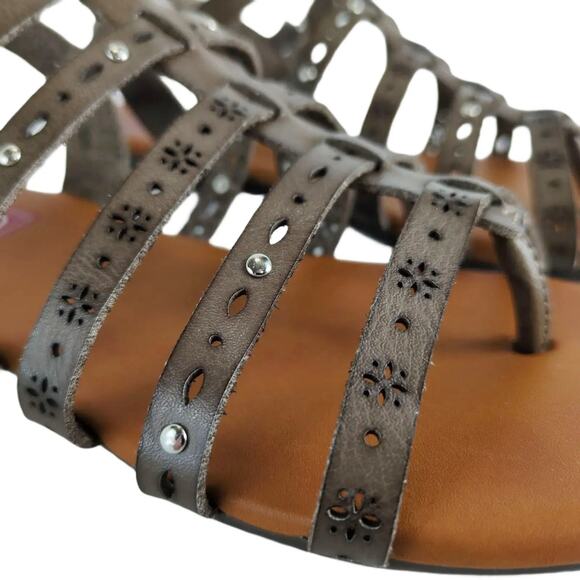 POP Ecstatic Women's 8 Taupe Faux Leather Slingback Strap Flat Sandals - Picture 5 of 10